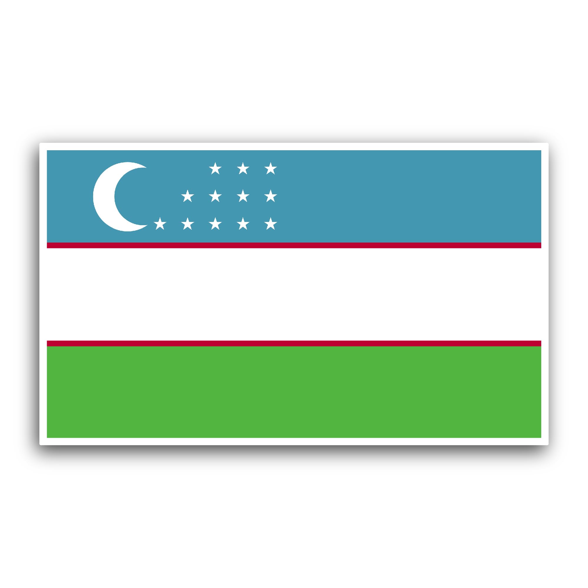 2 (Pieces) 3" and 5" Uzbekistan Flag Sticker, Waterproof Vinyl Decals for Many Purpose Like Cars, Trucks, Laptops, Phones, Windows and More
