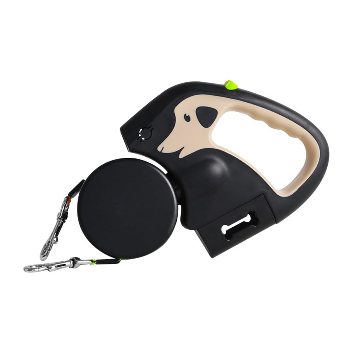 Auto Lock Retractable Leash Dual Free Dog Lead with Reflective Rope Waste Bag, Adjustable Anti-Slip Handle for Two Pets Outdoor Walking (Brown)