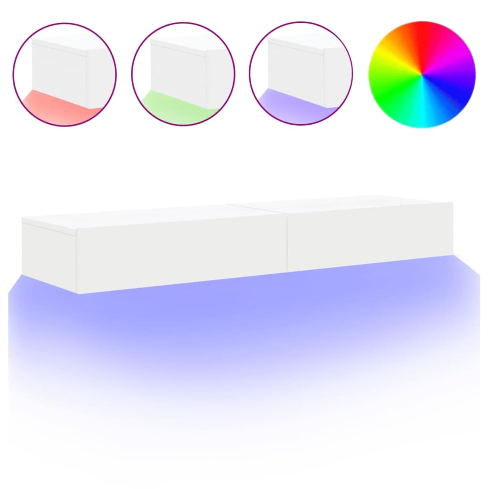 Cabinet TV LED Luci Moderno 2 Pezzi White - Dettaglio