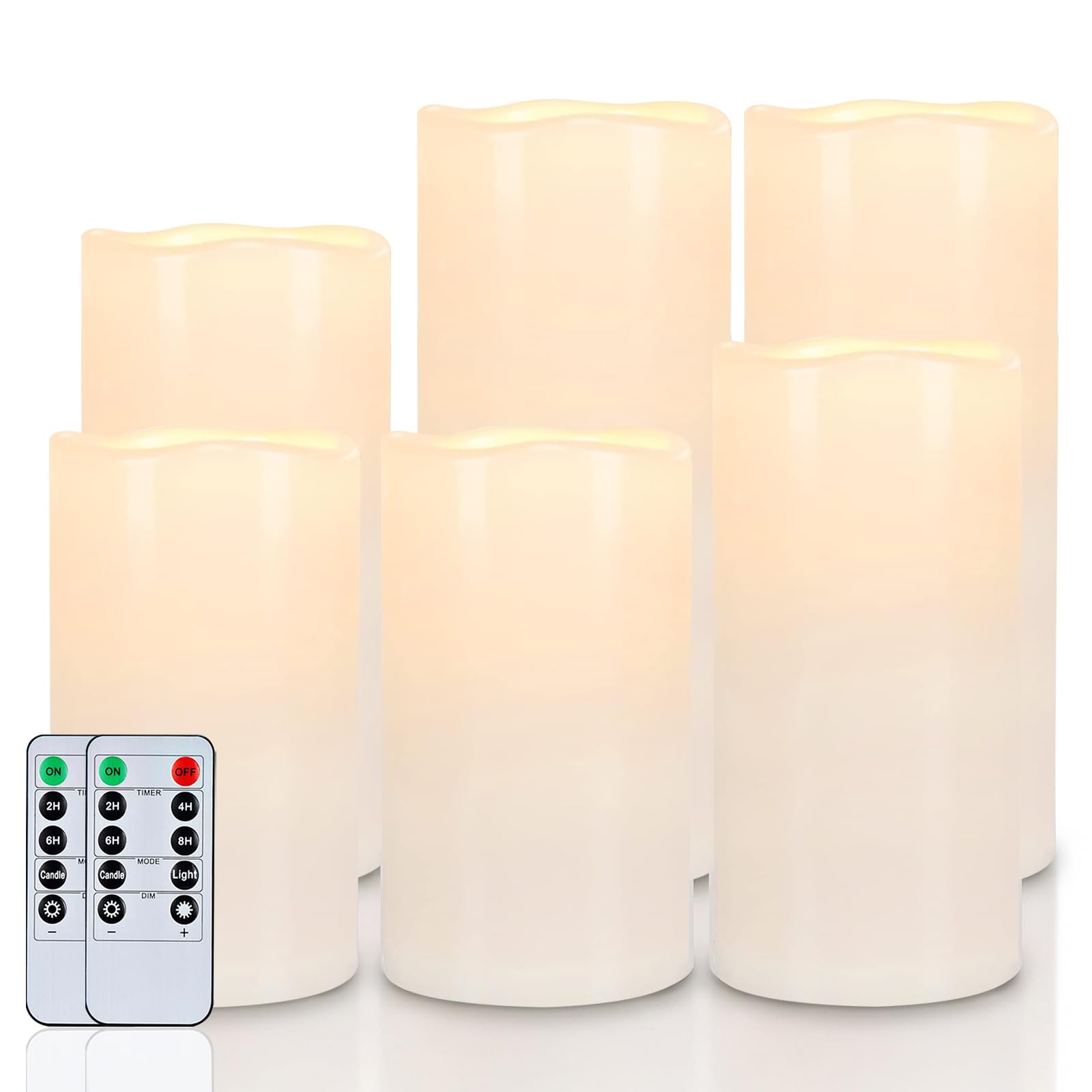 Homemory 4x6/8/10 Waterproof Flameless Candles, Remote Timer, Set of 6