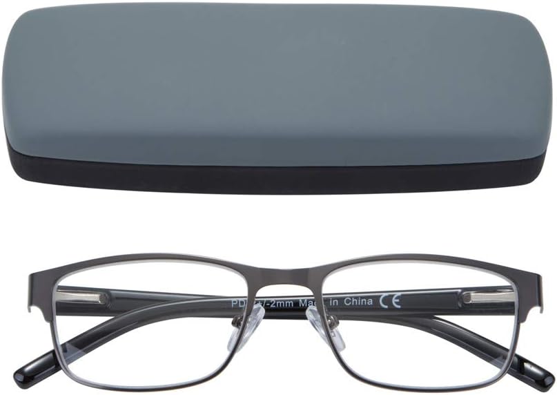EYEGUARDMens Reading Glasses, 1 Pair Rectangular Lightweight Metal Readers for Men