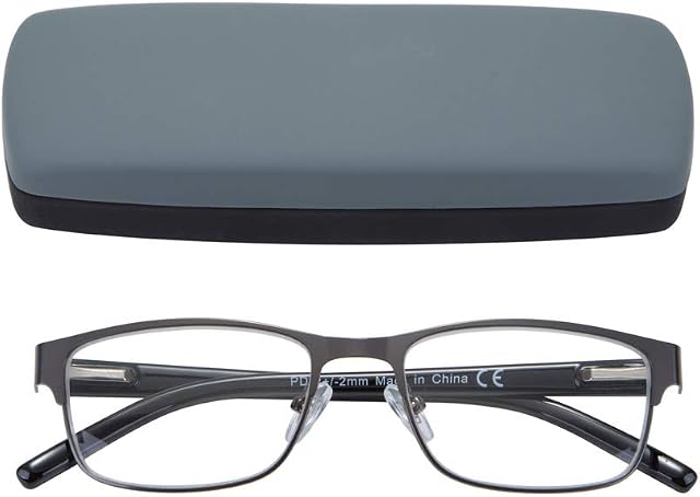 EYEGUARD Mens Reading Glasses, 1 Pair Rectangular Lightweight Metal Readers for Men
