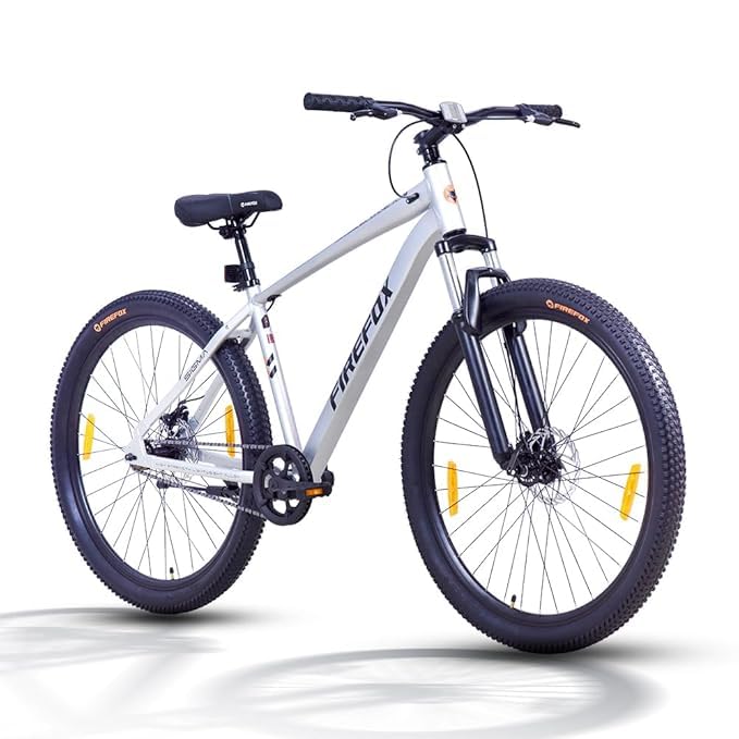 FIRE Fox Sigma 29T Single Speed Mountain Bicycle for Adult | Silver/Black | Front Suspension | Disc Brake | Alloy Frame:18inch | Ideal Rider Height:5'2-5'8 | SEMI Assembled-image-34