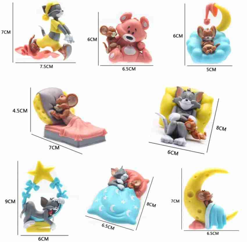 Image of BOENJOY Gifts Tom and Jerry Sleeping Figure Toy Home Decors, Office Desk and Study Table| Set of 8 | Size Approx 9-8 CM