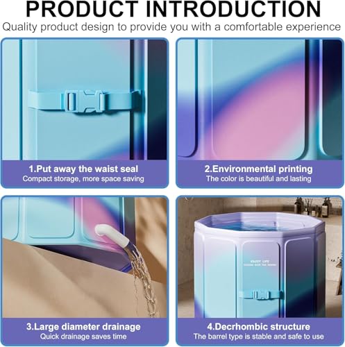 Image of Luteti Portable Bathtub 3s Opening and Closing, Soaking Bathtubs for Adults Freestanding Home Spa, Collapsible Bath Tub Ideal for Hot /Cold Baths