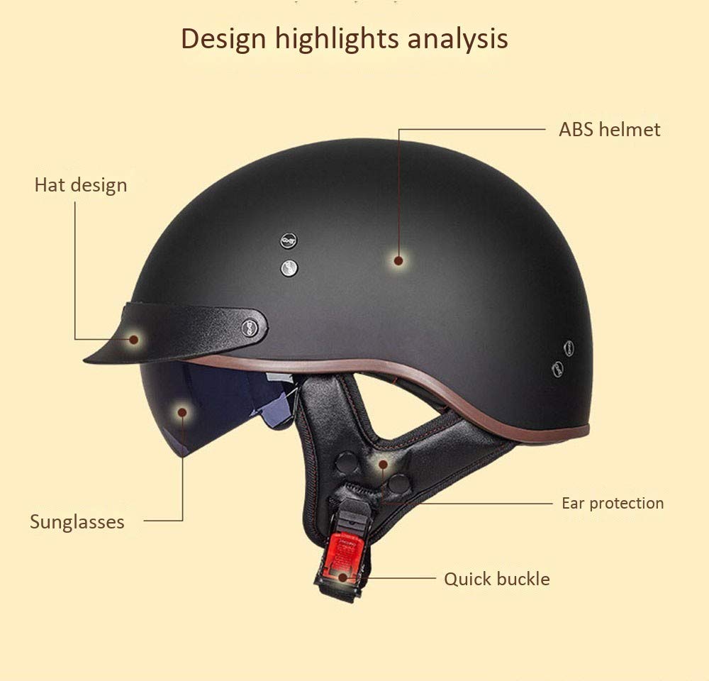 Casco Moto Aperto Stile Jet Retrò - DJCALA Con Visiera Parasole, Omologato ECE, Leggero E Confortevole - Unisex