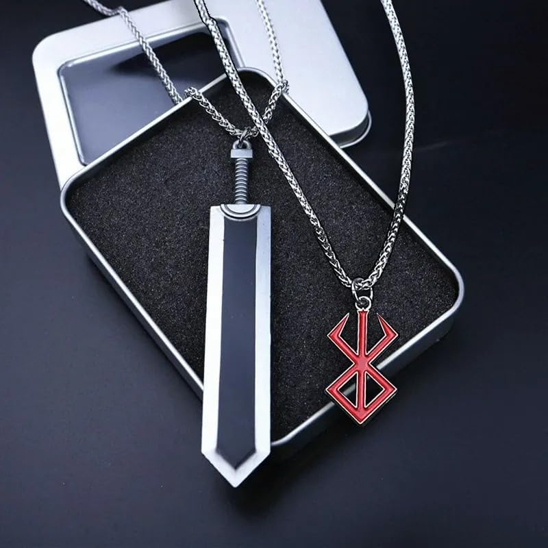 New Berserk Necklace Pendant Guts Sword Metal Choker For Women Men Jewelry Accessories Chain Pendant Jewelry Guts Merchandise Memorial Merch Cosplay Necklace for Women, Men, Ladies Griffith4