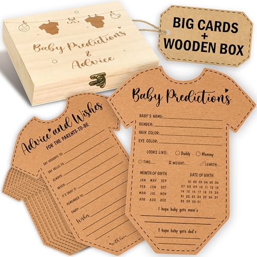 STOFINITY Baby Prediction Cards for Baby Shower Games - Boho Baby Shower Advice Cards for Parents To Be, Gender Neutral Baby Shower Decorations Boy Girl, Fun Baby Games Guessing Activities Box (5x7)