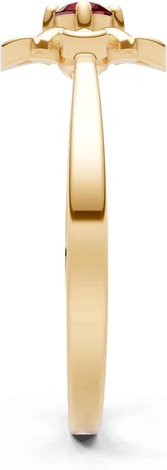 PEORA Round Cut Garnet Stackable Band Available in Solid 10K, 14K or 18K Ring – White, Yellow or Rose Gold