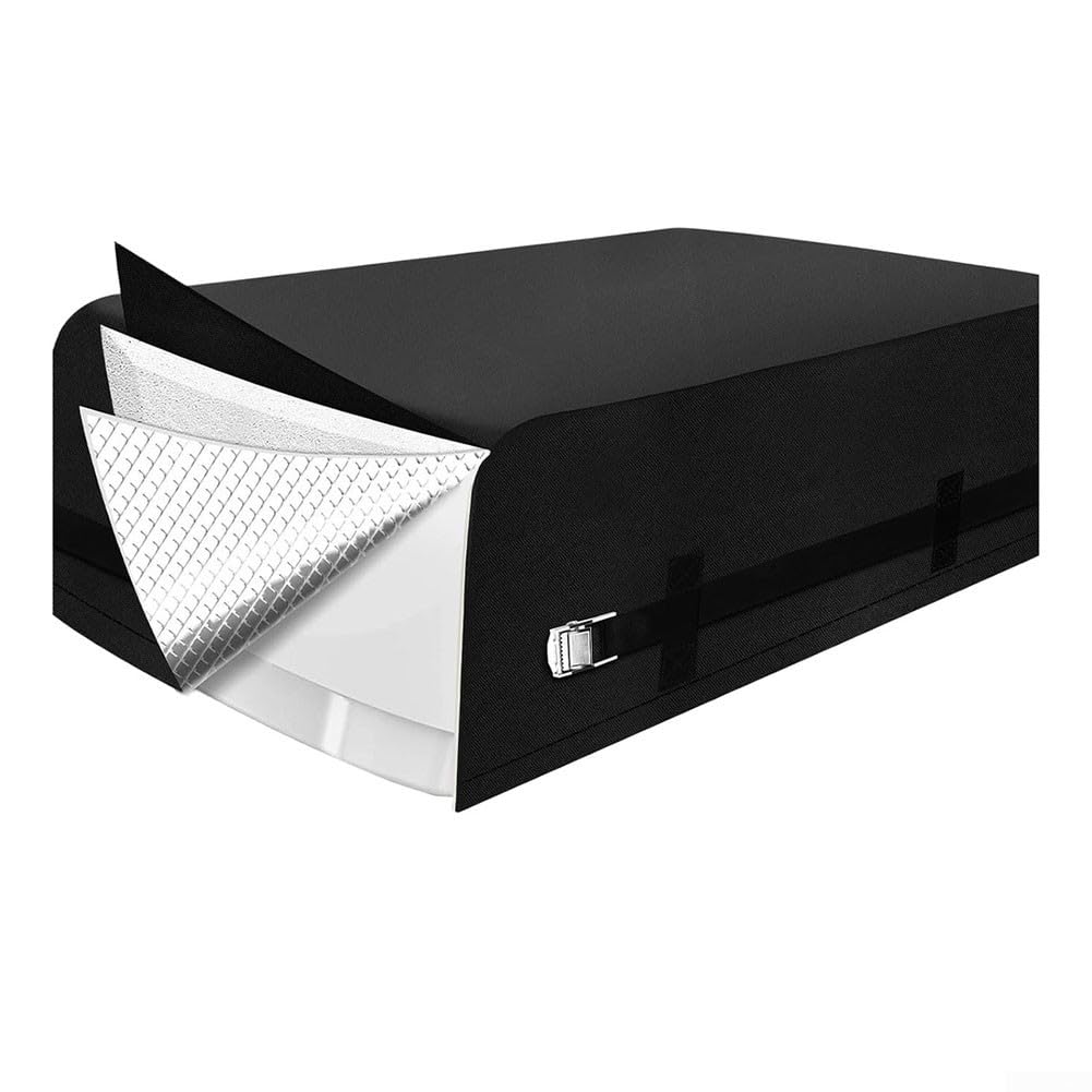 All Weather RV AC Cover 210D Heavy Duty Windproof Rooftop Air Conditioner Protection and Travel Trailer Models(B)