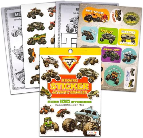 Monster Jam Reward Sticker Pad | Truck Activity Book | Learning & Craft Activity Book | Monster Jam Reward Certificate Pages | Over 100 Stickers