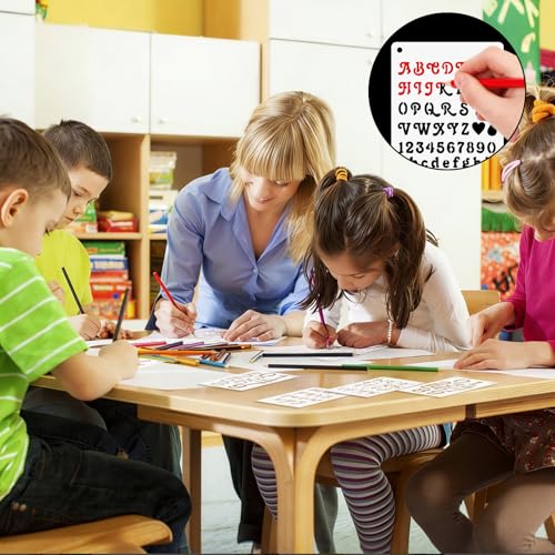 40 Blätter Buchstaben Schablone,Alphabet Schablonen in 30 Verschiedenen Schriftarten,Journal Schablonen mit Zahlen Symbole Muster (Stil 1)