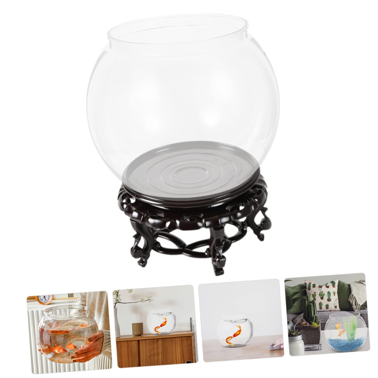 DOITOOL Transparenter Runder Kunststoff Fischglas mit Sockel Umsturzsicher und Hochtransparent zur Dekoration von Kleinen Topfpflanzen im Laden oder Büro