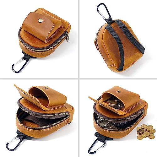 Leather Coin Purse, Soft Change Purse with Hook and 2 Pockets, Mini Coin Pouch Holder For Men Women (Green)3