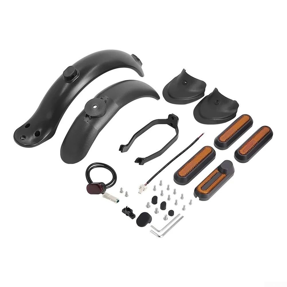 Bordfly Mudguard and Rear Light Holder Set Made of Wear-resistant ABS for Xiaomi M365/Pro Electric Scooter (Black and Yellow Set)