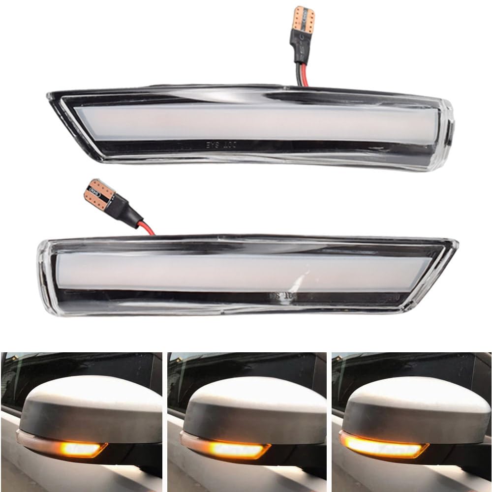 Indicatori di direzione dinamici LED nello specchietto retrovisore per Ford Focus 2 3 MK2 MK3 Mondeo MK4 (giallo(trasparente))