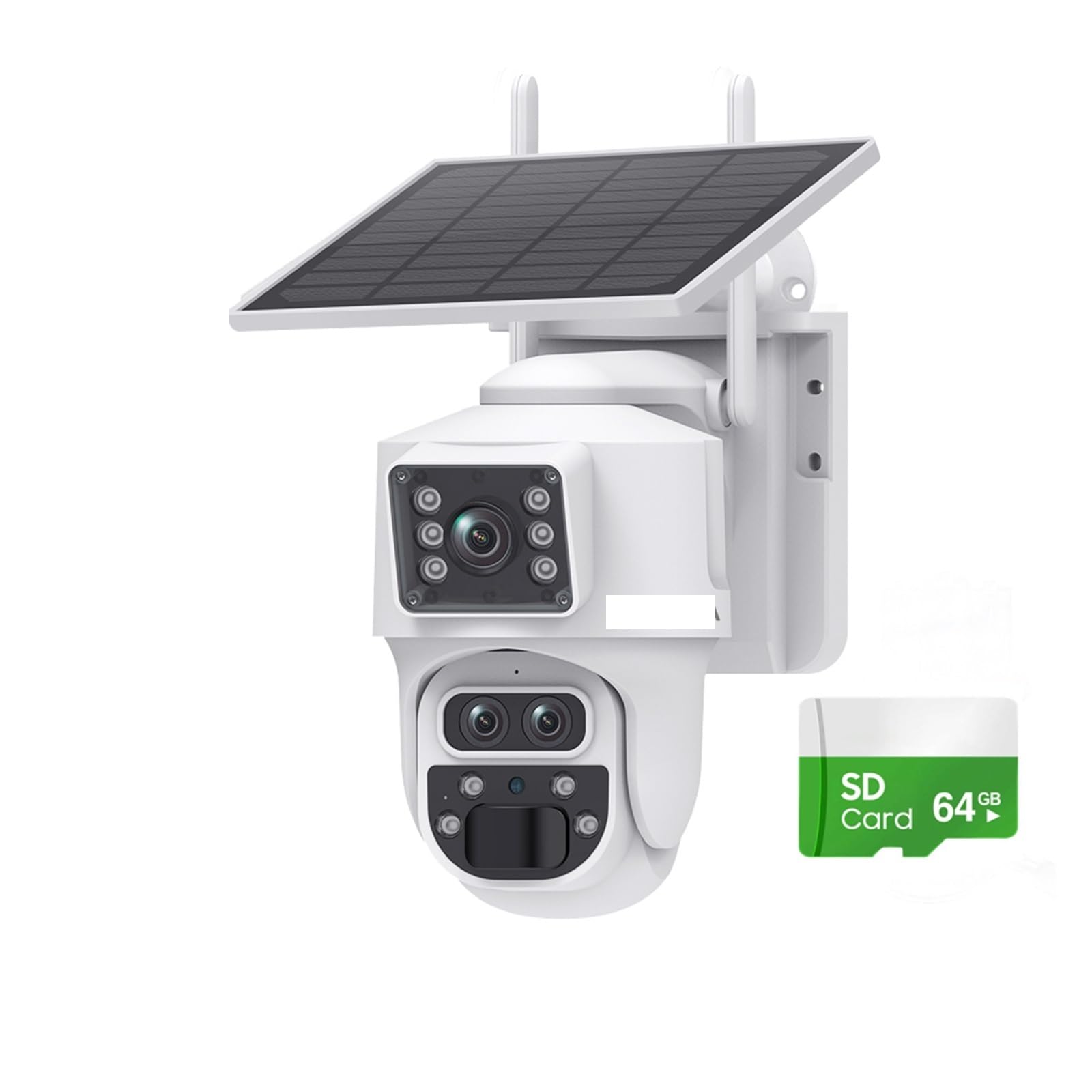OSHPMBDLYFJ 12MP 6K 15X Zoom Solar Camera 4G Dual Screen Outdoor Three Lens 7800mAh Battery Camera PIR Detection Auto Tracking CCTV(Pink)