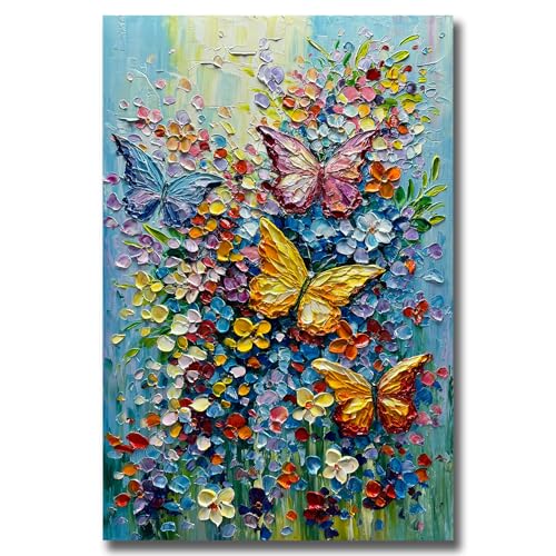 V-inspire Art,Modern Hand-Painted Oil Paintings Colorful Floral Acrylic Oil Painting