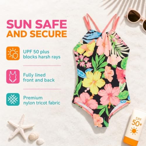 Image of Kanu Surf Girls Jasmine Beach Sport Halter One Piece Swimsuit