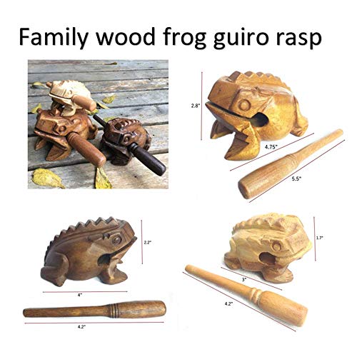 Cozinest Percussion Instruments Wooden Frog 3 Size 4.75\", 4\" and 3\" Family Wood Frog Guiro Rasp Musical Instrument Tone Block Musical Toy Percussion Instrument Home Office Decoration - Thumbnail 5