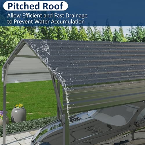 Image of AIRWIRE 10x15 Metal Carport Carports with Reinforced Base Heavy Duty Garage Outdoor Galvanized Car Shelter for Car, Boats and Truck