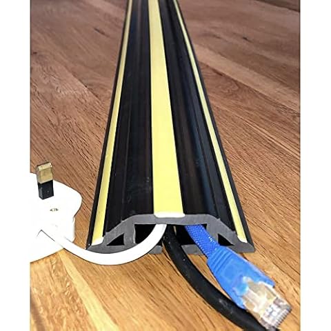 Floor Cable Cover Protector | Rubber SafetyTrunking | Wire Lead Trip Bumper (1 METRE Stripe) Cover