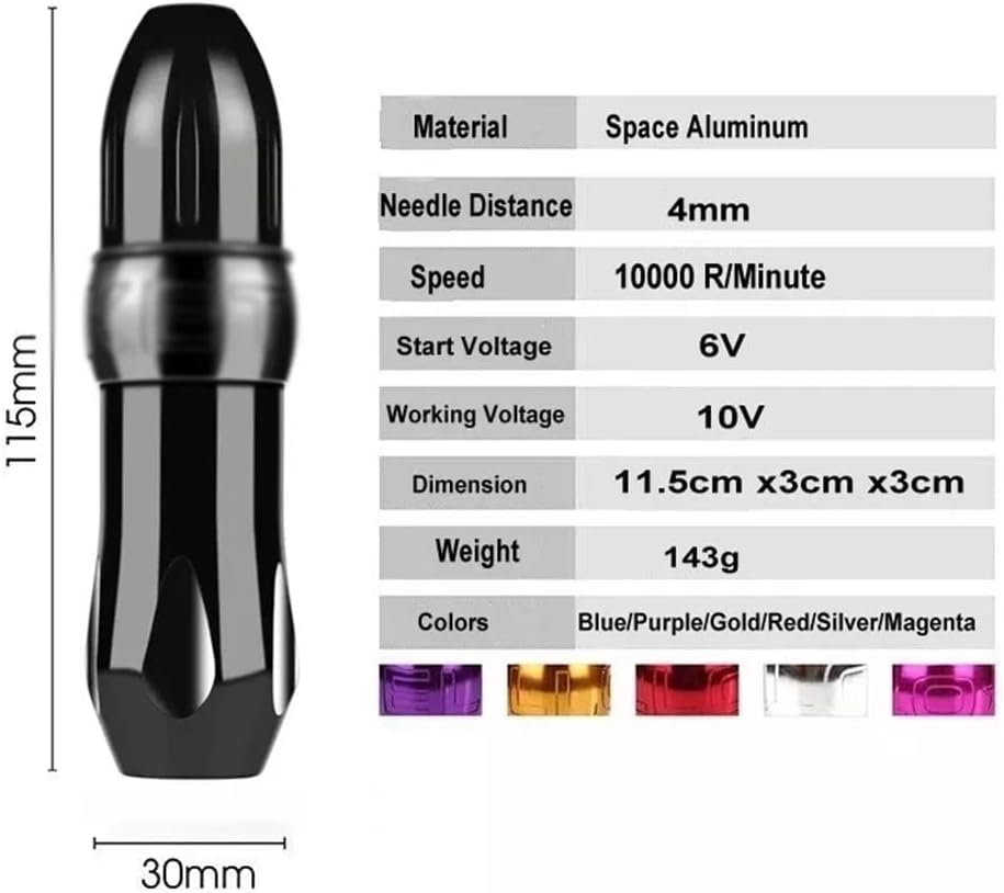 Tattoo Machines Tattoo Machine Kit Rotary Tattoo Pen Machine Set with 20PCS Cartridges Needles Paint Tattoo Ink for Tattoo Body Art(D)