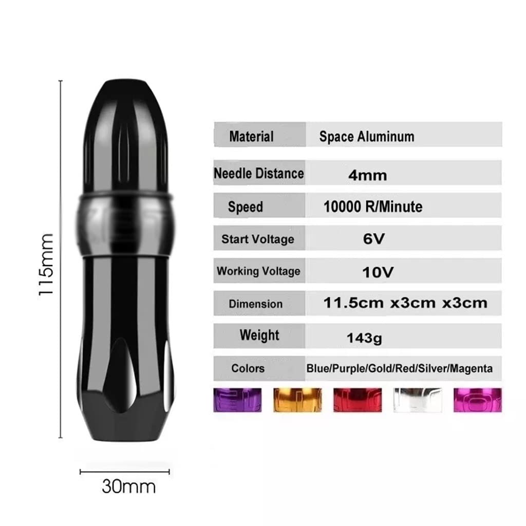 Tattoo Machine Kit Rotary Pen Set with 20PCS Cartridges Needles Paint Ink for Body Art