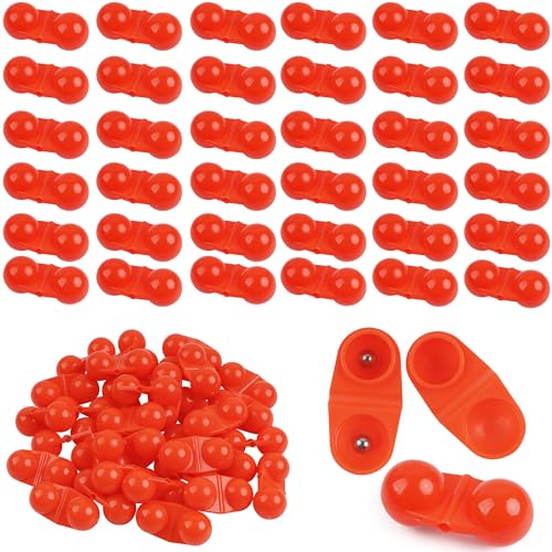 VATEICO Doppel-Rasselperlen, tragbare Kunststoff-Angelperlen, Wels-Vorfach, Lockstoffe, Angelglocken, Zubehör für Wels, Barsch, Pompano, Striper, Köder, Fischmischung (Rot, 40 Stück)