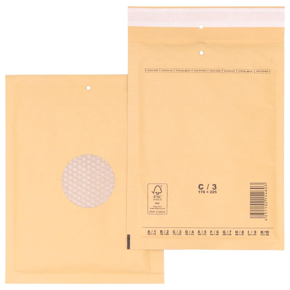 verpacking Pochettes Ã bulles d'air 17 x 22,5 cm C3 Marron Pochettes d'expédition - Enveloppe Ã bulles d'air Enveloppes rembourrées autocollantes 400 pièces