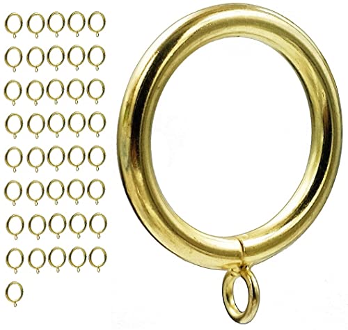 Curtain Ring Metal 42-Pcs 1.5 Inch Inner Diameter with Eyelets Fit Up to 1 1/4-Inch Rod Large Wire Diameter (Gold-42Pcs)