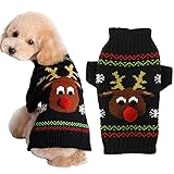 HRTTSY Hundepullover für Weihnachten Cartoon Rentier Haustier Katze Winter Strickwaren Warme Kleidung