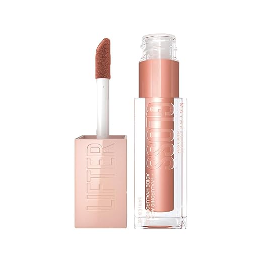 Maybelline NY Lip Lifter Gloss Brilho Labial com Ácido Hialurônico, Promove Lábios Volumosos, Hidratados e Cheios de Brilho, Aplicador XL para Make Glow, Cor Stone, 5.4ml