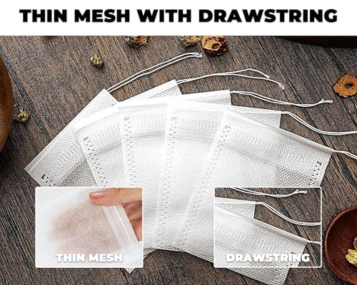 Nature Pulito Disposable Tea Filter Bags with Drawstring