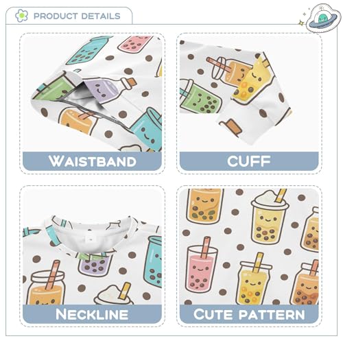 JUNZAN Cute Bubble Tea White Little Kids Sweatshirts Hoodies Crewneck Sweatshirts for Boys Sports 4T3