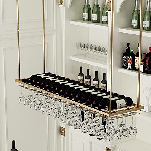 Casier à vin suspendu au plafond avec support verres à pied - 5