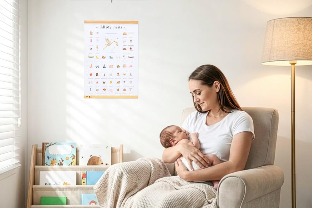 Poster "All My Firsts: My First Times" per neo genitori per tracciare le pietre miliari del bambino e personalizzabile con date, regali per neonati, più originale delle carte traguardi, include