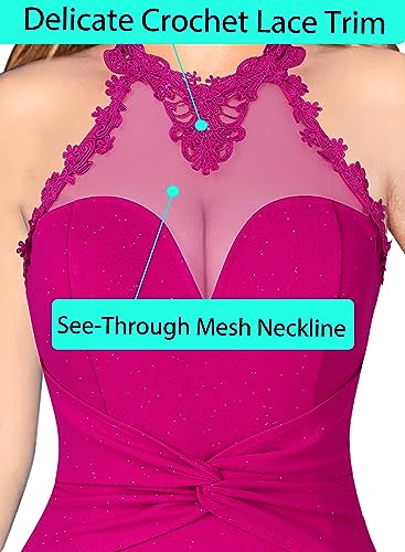 Image of VFSHOW Womens Formal Halter Keyhole Back Prom Gala Maxi Dress Evening Gown | Sexy Illusion Sweetheart Neck, High Slit, Wedding Guest, Applique, Twist Front Mermaid Dresses