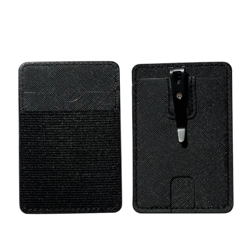 FORZEN Minimalistic Card Holder Wallet for Men and Women, Slim Elastic Vertical Credit Card Holder and Men Front Pocket Wallet with Clip (Black)