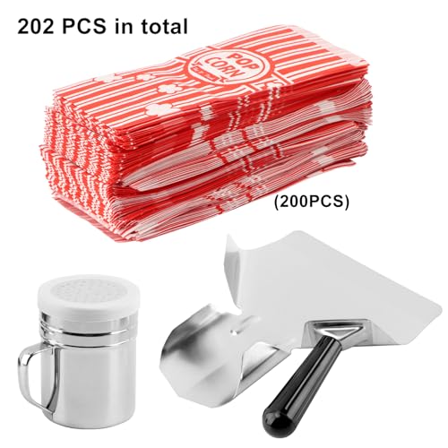 Image of 202 Pcs Popcorn Bags with Popcorn Scoop and Salt Shaker, 1 Oz Small Vintage Individual Servings Popcorn Container PopCorn Bags Bulk for Popcorn Machine Supplies Party Movie Night Theater(size:202pcs)