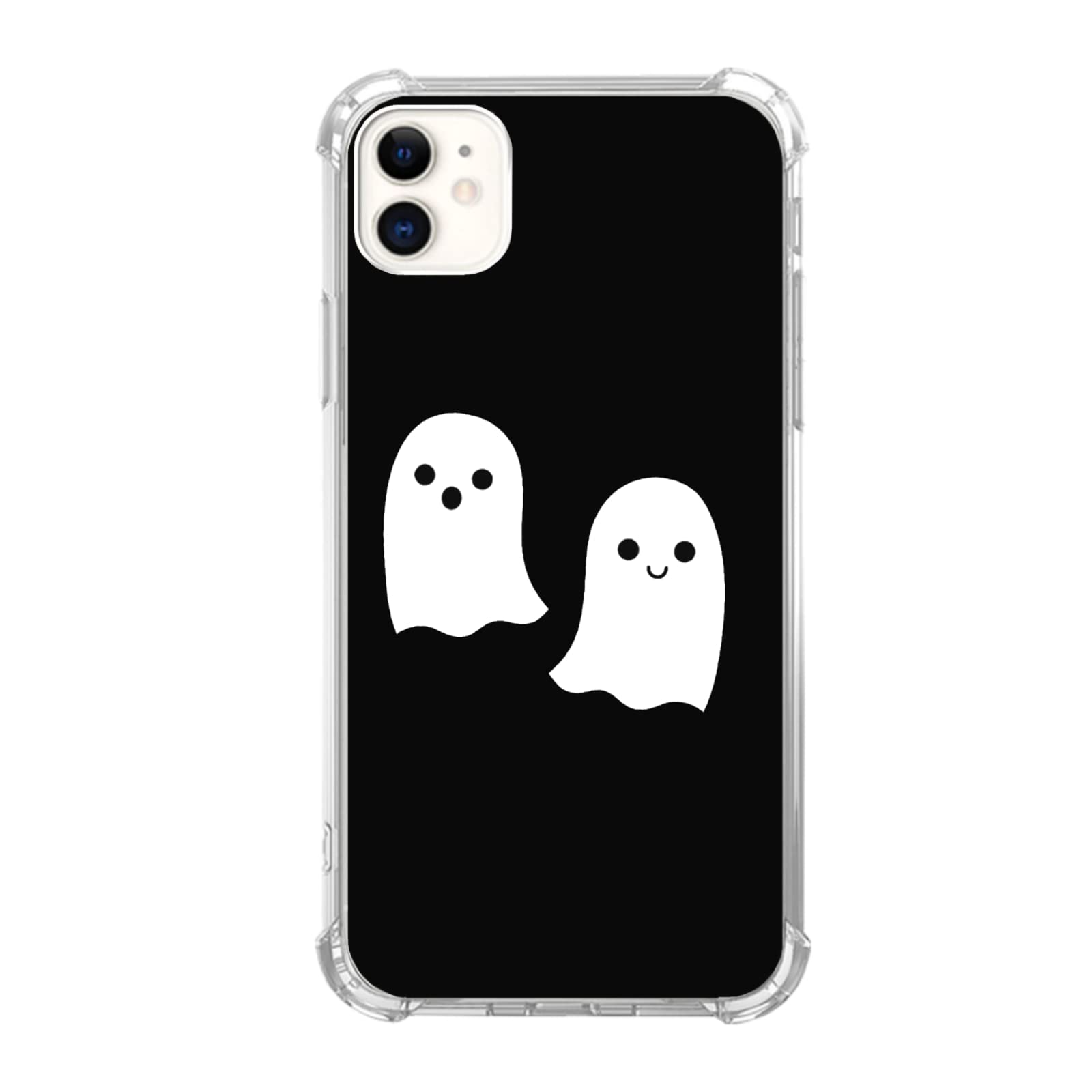 Cute Halloween Ghost Lover Phone Case for iPhone 12/iPhone 12 Pro, Trippy Hippie Ghosts Black Case for Girls Boys Men and Women , Unique Trendy Design TPU Bumper Case for iPhone 12/iPhone 12 Pro
