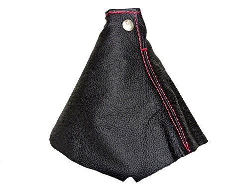 For Mitsubishi Lancer Evolution 10 X 2007-2014 6 Speed Shift Boot Black Genuine Leather Red Stitching
