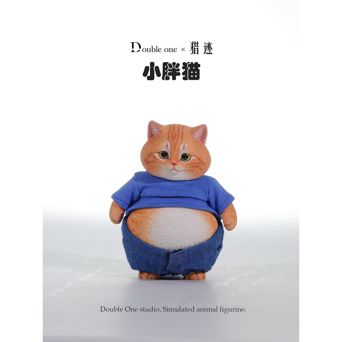 HiPlay Double one x Lieji 1/6 Chubby Cat figura di animale tabby mackerel argentato D26011B con maglietta in miniatura e completo in denim