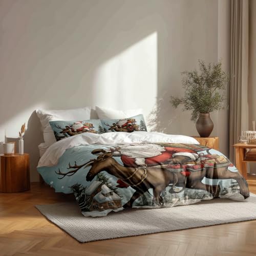Housse de couette coton brossé grand lit parure de lit 3 pièces