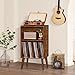 Lerliuo Record Player Stand, Brown Turntable Stand Holds up to 160 Albums, Mid-Century Vinyl Storage Cabinet Table with Solid Wood Legs, Record Player Holder Dispaly Shelf for Bedroom Living Room