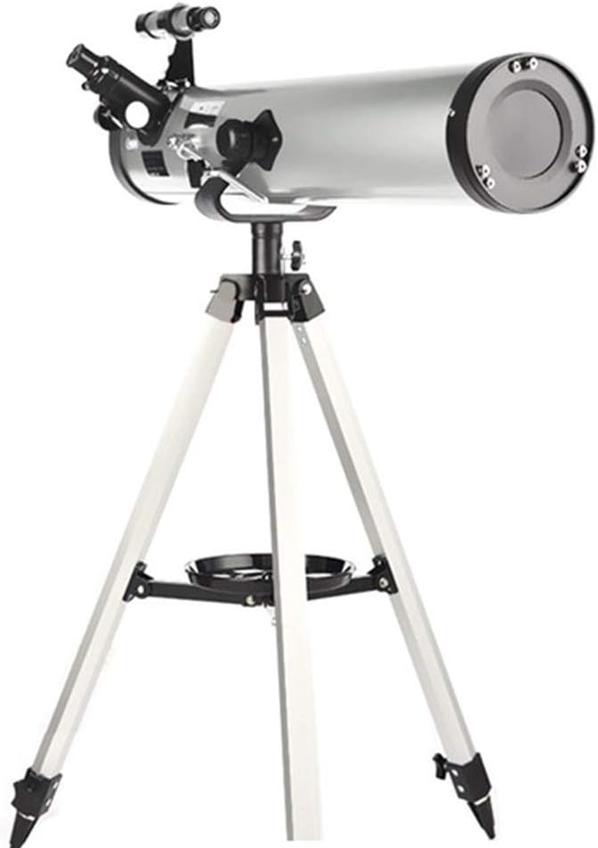 YXCKG Portable Travel Telescope, Stargazing Getting Started 76mm Aperture, Telescopes for Astronomy Beginners, 2 Barlow Lens, 3 Eyepieces, Silver