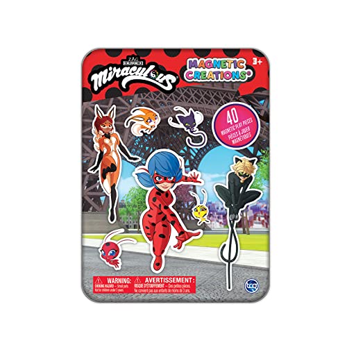 Miraculous Ladybug - Magnetic Creations Tin - Dress Up Play Set - Includes 2 Sheets of Mix & Match Dress Up Magnets with Storage Tin. Great Birthday Gift for Kids and Toddlers!