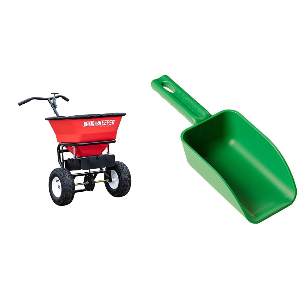 Buyers Products Multi-Purpose Push Spreader + Vikan Remco Color-Coded Plastic Hand Scoop