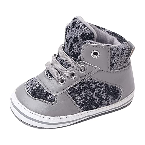 Summer Children Infant Toddler Shoes Boys and Girls Sports Shoes Flat Sole Round Head High Top Lace Up Comfortable Colorblock Casual Style Tennis Shoes for Girls Grey