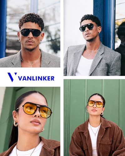 VANLINKER Trendy Polarized Aviator Sunglasses for Women Men Retro 70s Metal Frame Aviators VL98243